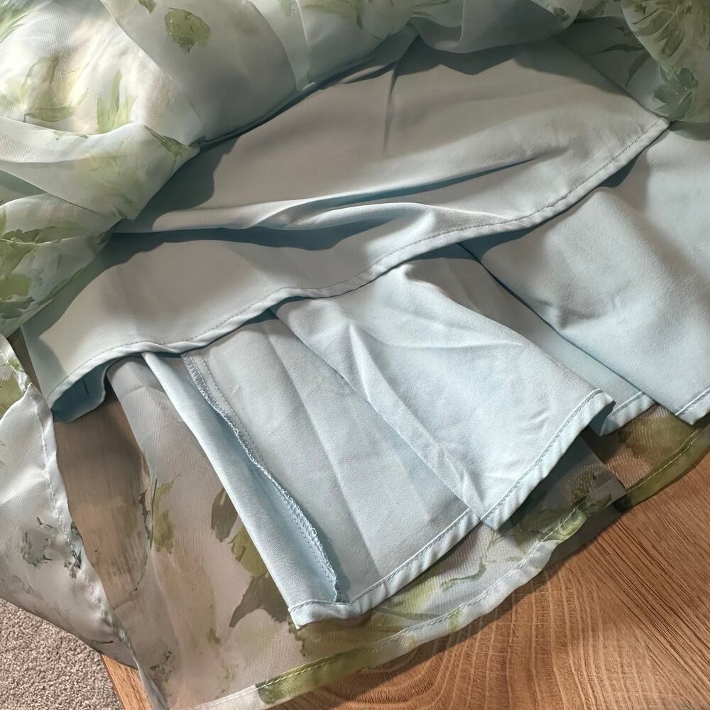 Jessakae Petal Dress XL Tiered Chiffon Floral Blue Green - Picture 11 of 14